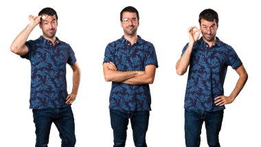 Gözlüklü esmer adam kümesi