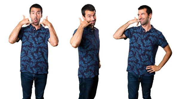 Esmer adam telefon jest yapma kümesi