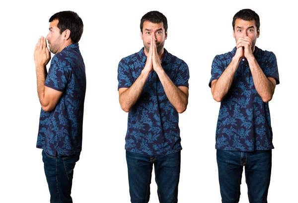 Esmer adam yalvaran kümesi