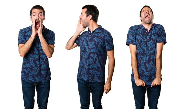 Esmer adam bağırarak kümesi