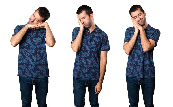 Esmer adam uyku jest yapma kümesi