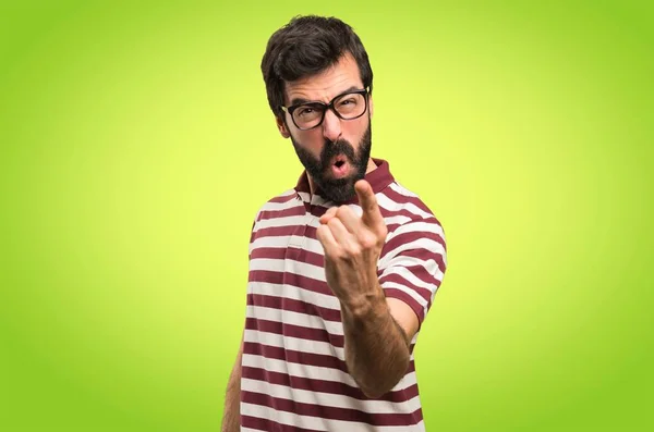 Man Glasses Shouting Colorful Background — Stock Photo, Image