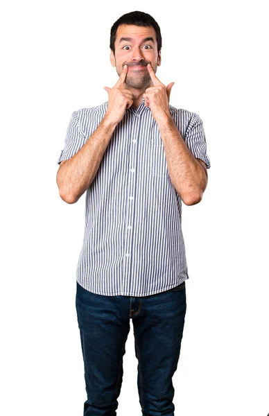 Hombre Guapo Feliz Sobre Fondo Blanco Aislado — Foto de Stock