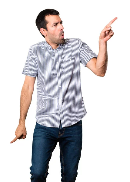 Hombre Guapo Bailando Sobre Fondo Blanco Aislado —  Fotos de Stock