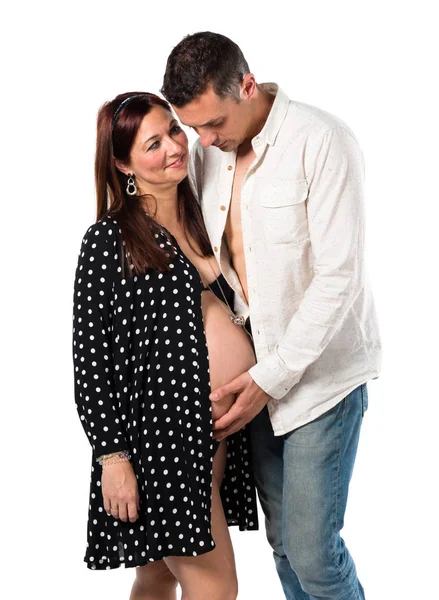 Gravid Kvinne Med Sin Mann – stockfoto