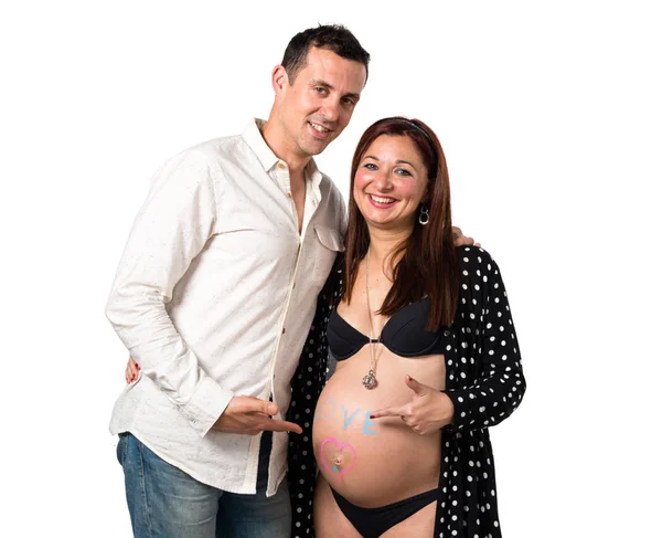 Έγκυος Τον Άντρα Της — Φωτογραφία Αρχείου