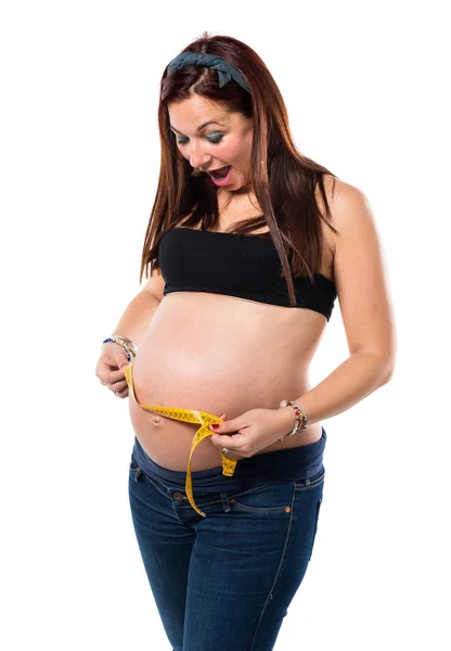 Schwangere Auf Isoliertem Weißen Hintergrund — Stockfoto