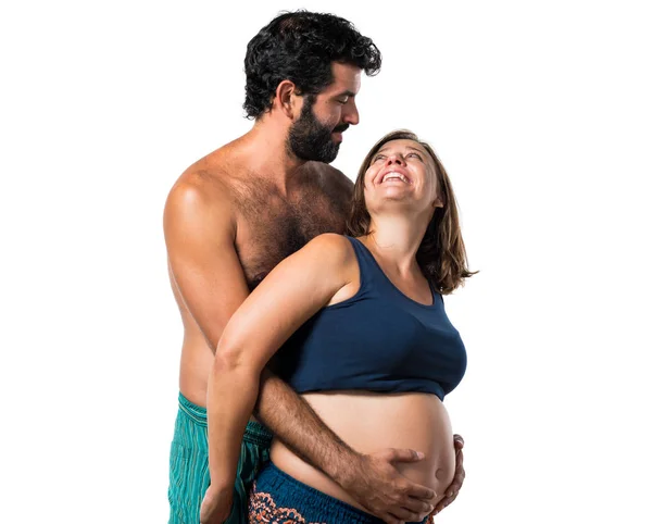 Otec Těhotná Matka Dívá Jeden Druhému — Stock fotografie