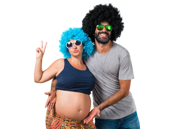 狂気の父と一緒に妊娠中の母親 — ストック写真