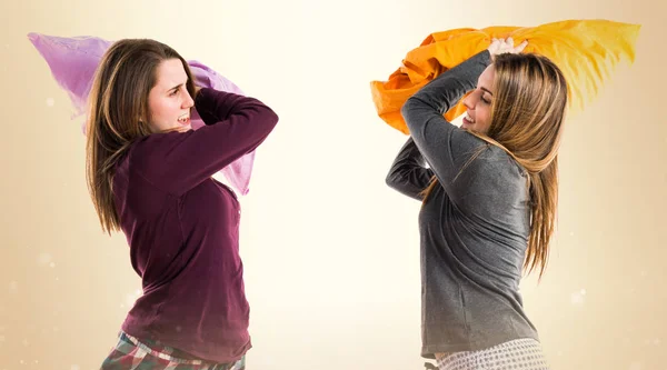 Hermanas Jugando Cama — Foto de Stock