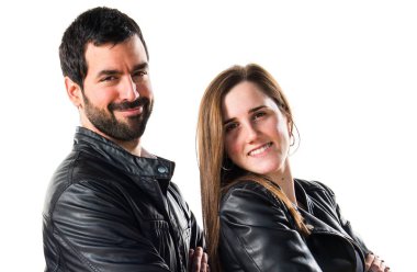 Arkadaş grubu siyah deri