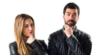  Beyaz arka plan düşünme poz