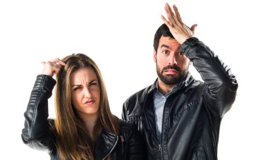  Beyaz arka plan düşünme poz