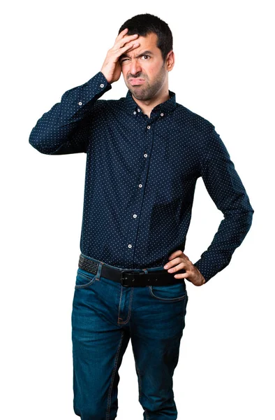 Hombre Guapo Cansado Sobre Fondo Blanco Aislado — Foto de Stock