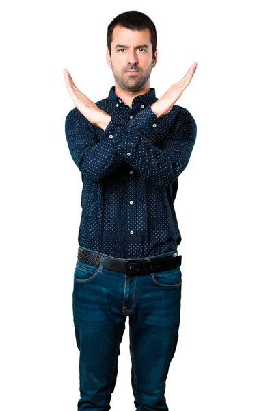 Handsome Man Making Gesture Isolated White Background — Stock Photo, Image