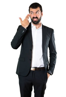 Yakışıklı işadamı intihar jest yapma