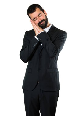 Yakışıklı işadamı yapım uyku jest