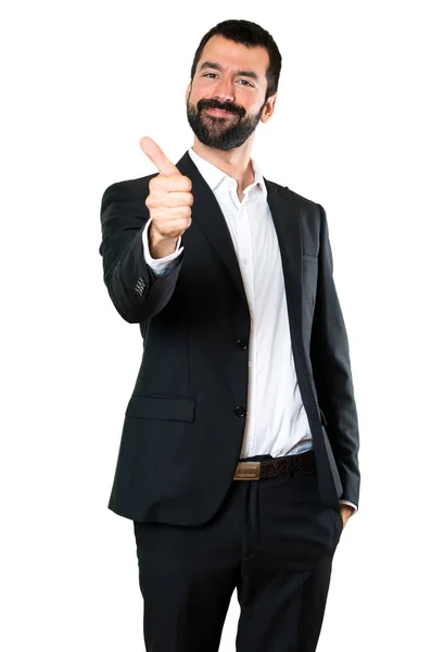 Bonito Homem Negócios Com Polegar Para Cima — Fotografia de Stock