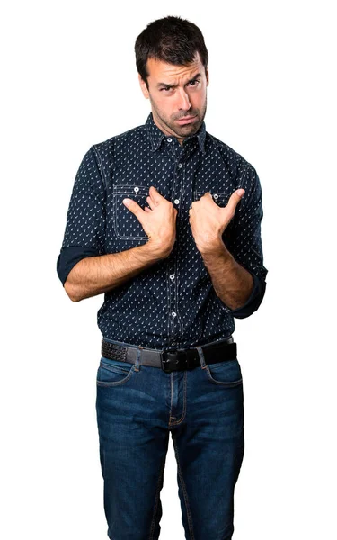 Morena Hombre Haciendo Gesto Sorpresa Aislado Fondo Blanco — Foto de Stock