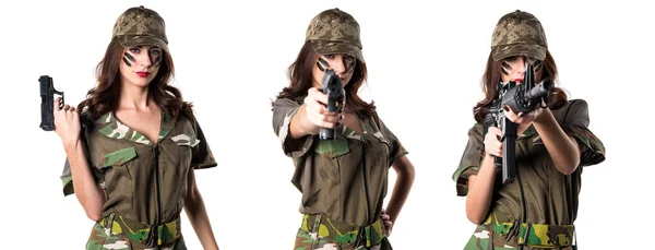Військова Дівчина Тримає Пістолет — стокове фото