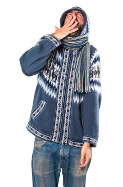 Adam kış giysileri esneme ile