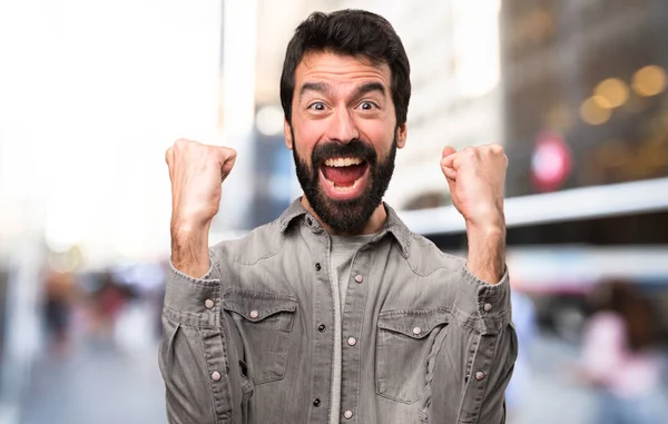 Homem Bonito Sorte Com Barba Livre — Fotografia de Stock