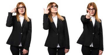 İntihar jest yapma genç iş kadını kümesi