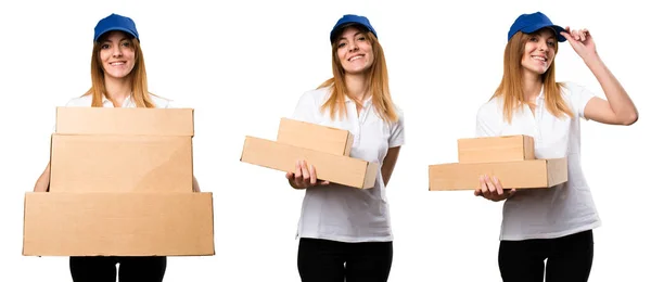 Set Beautiful Delivery Woman — Stock Photo, Image