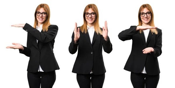 Set Giovani Donne Affari Con Qualcosa Mano — Foto Stock