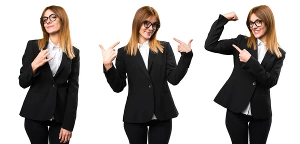 Set Young Business Woman Proud Herself — Stock Photo, Image