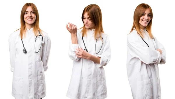 Set Young Doctor Woman — Stock Photo, Image