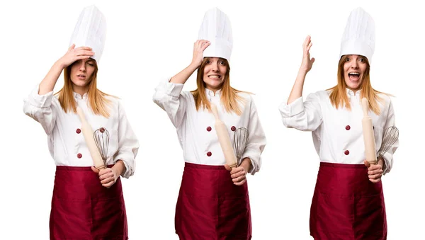 Zestaw Sfrustrowany Chef Piękne Kobiety — Zdjęcie stockowe