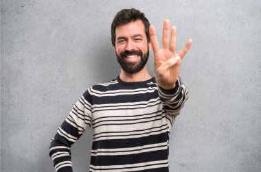 Dört dokulu arka plan üzerinde sayma sakallı