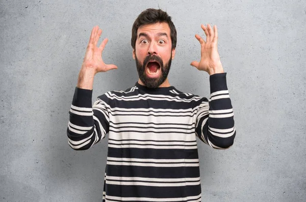 Frustrated Man Beard Textured Background — Stock Photo, Image