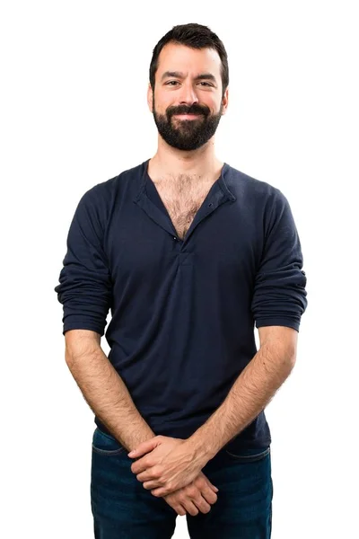 Homem Bonito Feliz Com Barba — Fotografia de Stock