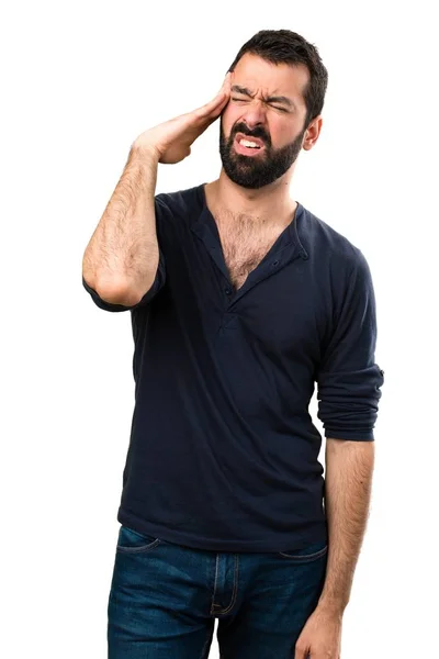 Frustrated Handsome Man Beard — Stock Photo, Image