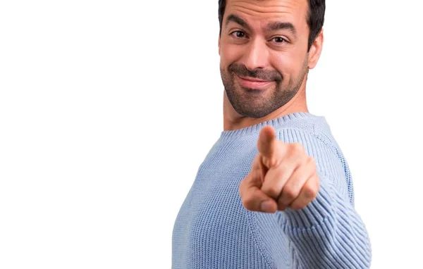 Handsome Man Points Finger You — Stock Photo, Image