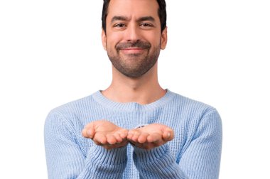 Yakışıklı adam boşaltmak hayali avuç içinde tutan