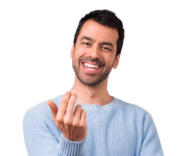 Sunulması ve gelmek davet yakışıklı adam