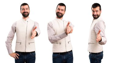 Yakışıklı adam ile bir anlaşma yelek ayarla