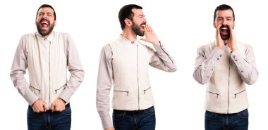 Yelek bağırarak yakışıklı adamla kümesi