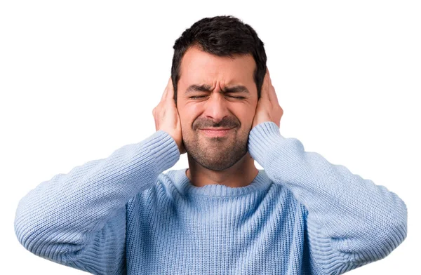 Handsome Man Covering Both Ears Hands — Stock Photo, Image