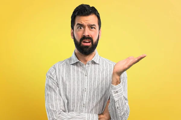 Handsome Man Beard Unhappy Frustrated Something Negative Facial Expression — Stock Photo, Image