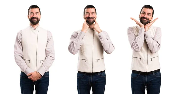 Set Happy Handsome Man Vest — Stock Photo, Image