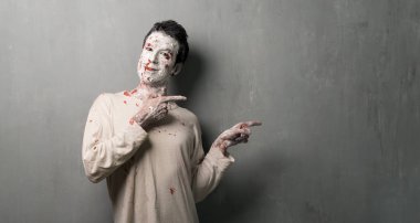 Terrorific zombi için lateral işaret. Cadılar Bayramı tatil