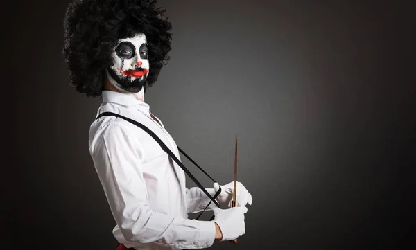 Killer Clown Mit Messer Auf Strukturiertem Hintergrund — Stockfoto