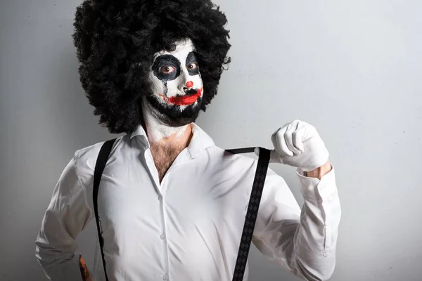 Killer Clown Mit Messer Stolz Auf Sich Selbst Auf Strukturiertem — Stockfoto
