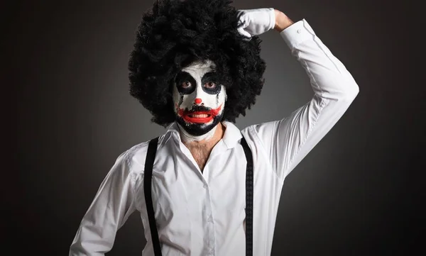 Killer Clown Denken Auf Strukturiertem Hintergrund — Stockfoto