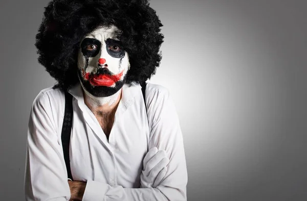 Trauriger Killer Clown Auf Strukturiertem Hintergrund — Stockfoto