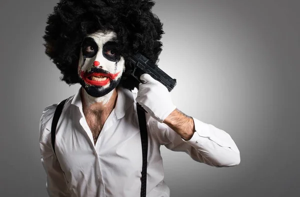 Killer Clown Komponiert Selbstmord Auf Strukturiertem Hintergrund — Stockfoto